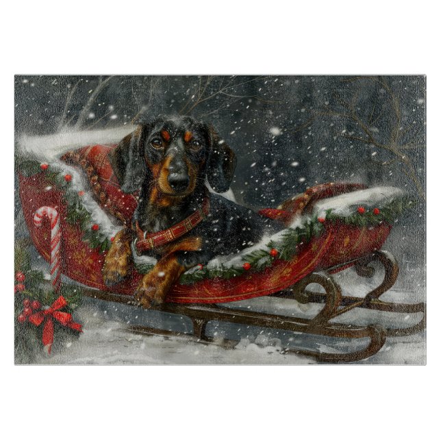 Tabla De Cortar Festividad de los Navidades de perro de Dachshund (Anverso)