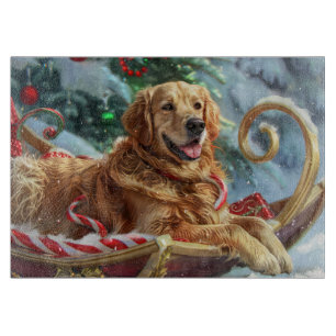 Tabla De Cortar Festividad de los Navidades de perro de Golden Ret