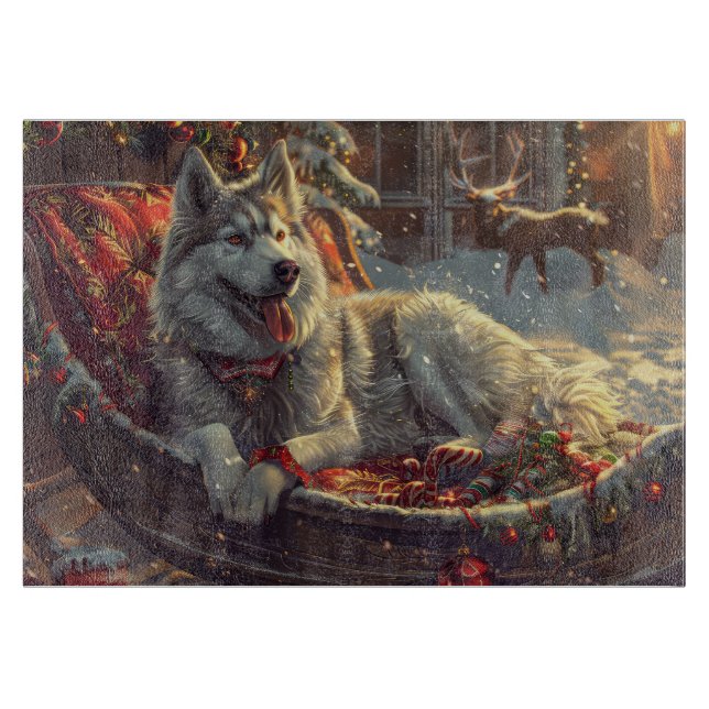 Tabla De Cortar Festividad de los Navidades de perro de Laphund (Anverso)