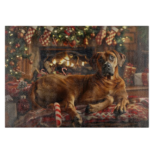 Tabla De Cortar Festividad de los Navidades de perro de Ridgeback (Anverso)