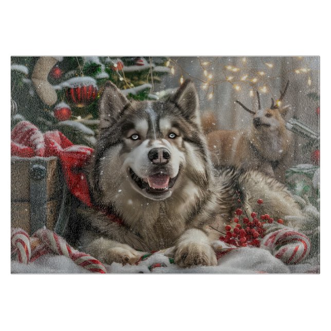 Tabla De Cortar Festividad de los Navidades de perros malamutas de (Anverso)