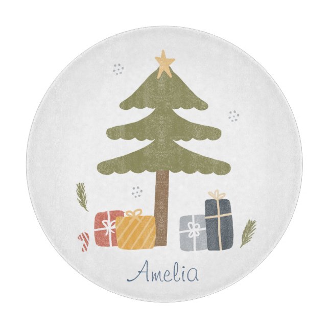 Tabla De Cortar Festividad nórdica personalizada de árbol de Navid (Anverso)