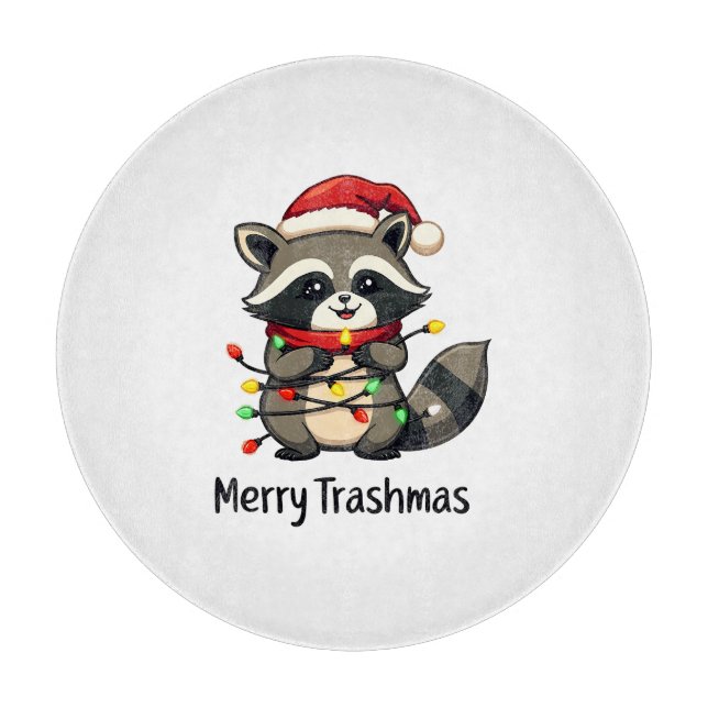 Tabla De Cortar Festividades divertidas de Navidades de mapache en (Anverso)