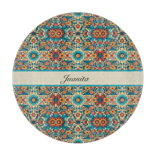 Tabla De Cortar Fiesta Blooms personalizable (Anverso)
