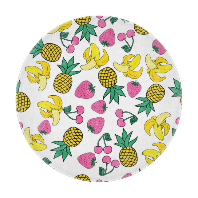 Tabla De Cortar Fiesta de la fruta: plátanos, piñas, fresas (Anverso)