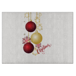 Tabla De Cortar Fiesta de Navidades blancos, dorados y rojos