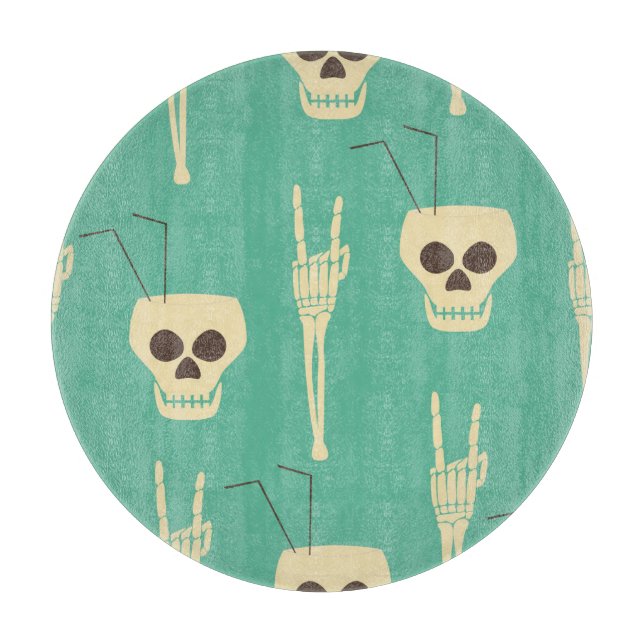 Tabla De Cortar Fiesta del infierno: Diseño de Halloween en Skelet (Anverso)