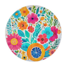 Tabla De Cortar Fiesta Floral Vibrante