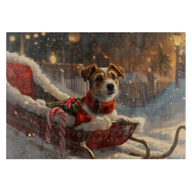 Tabla De Cortar Fiesta Navideña del Perro Jack Russell (Anverso)
