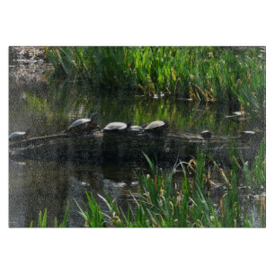 Tabla De Cortar Fila de Tortugas Foto Verde de la Naturaleza