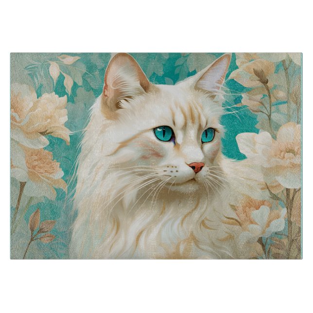 Tabla De Cortar Flame Lynx Point Siamese Retrato Art (Anverso)