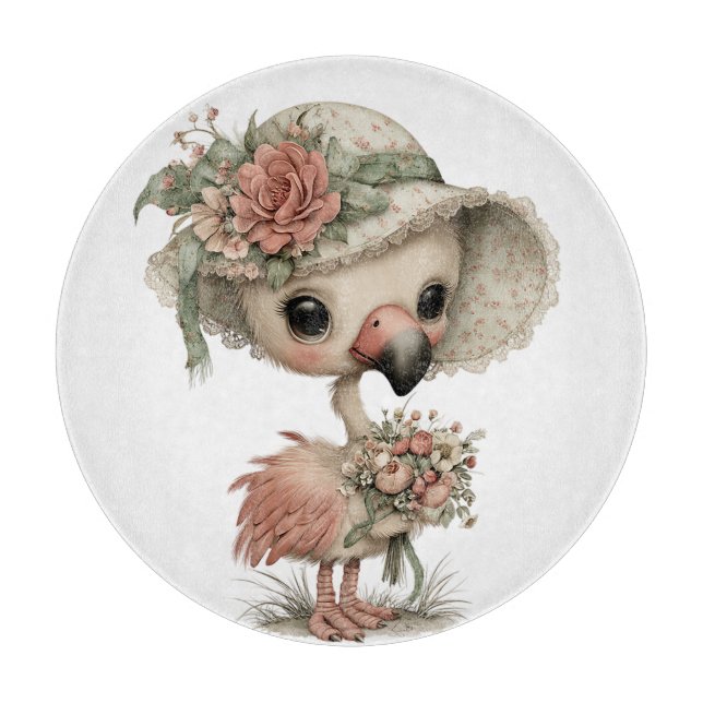 TABLA DE CORTAR FLAMENCO DE VERANO ADORABLE CON FLORES (Anverso)