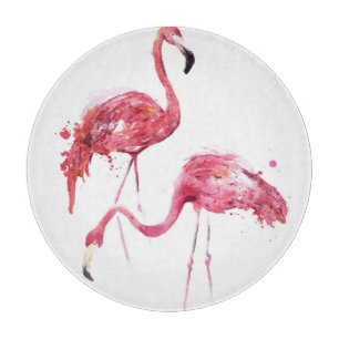 Tabla De Cortar Flamencos acuarelas, Diseño Elegante.