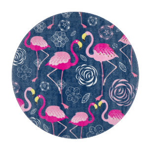 Tabla De Cortar Flamencos rosados: Patrón oscuro gráfico
