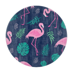 Tabla De Cortar Flamencos rosas, palmeras tropicales, costureras d