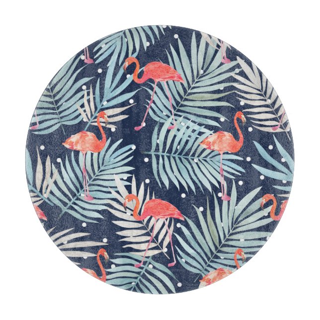 Tabla De Cortar Flamingo acuarela: Elegancia tropical rosa. (Anverso)