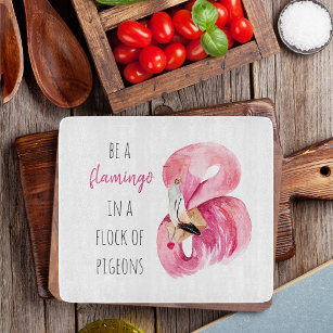 Tabla De Cortar Flamingo De Color Rosa Exótico Moderno Con Cita