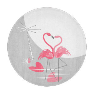 Tabla De Cortar Flamingo Love Large Moon tablero de corte redondo