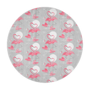 Tabla De Cortar Flamingo Love Tiled round