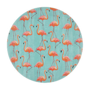 Tabla De Cortar Flamingo realista: patrón de pájaros vintage