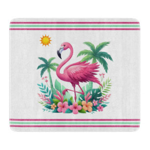 Tabla De Cortar Flamingo rosa de Florida/Tropical