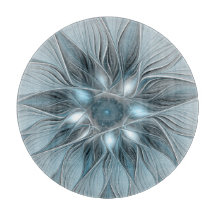 Flor abstracta alegre azul gris fractal floral