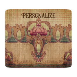 Tabla De Cortar Flor abstracta Art Nouveau borgoña verde rojo