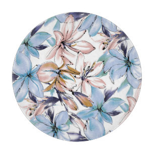 Tabla De Cortar Flor acuarela: diseño adorablemente pintado