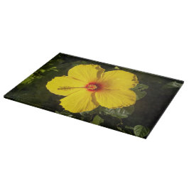 Tabla De Cortar Flor amarilla hibiscus