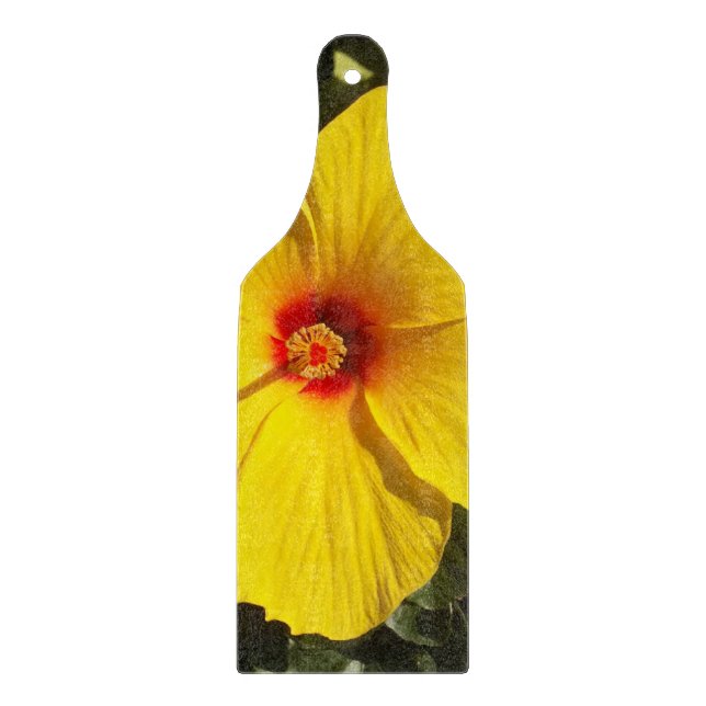 Tabla De Cortar Flor amarilla hibiscus (Anverso)