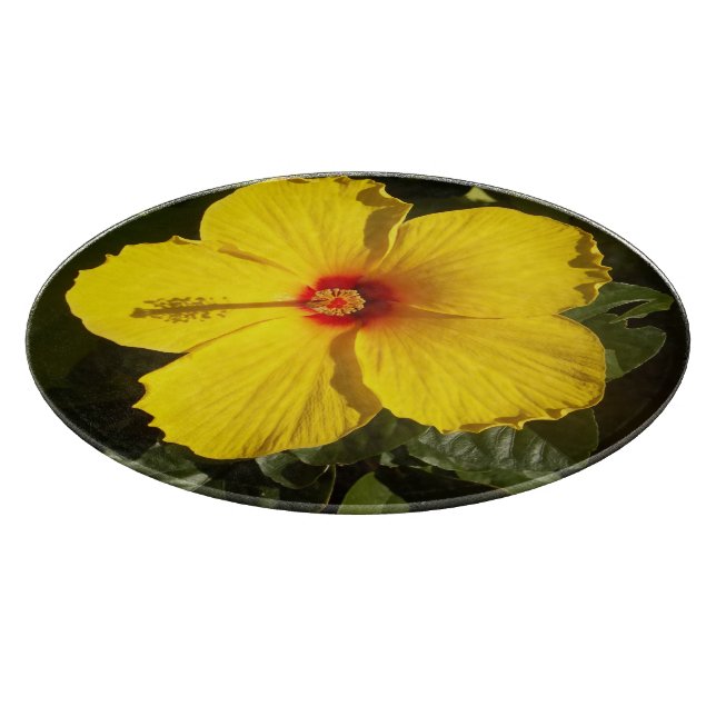 Tabla De Cortar Flor amarilla hibiscus (Borde)
