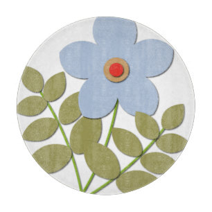 Tabla De Cortar Flor azul simple linda