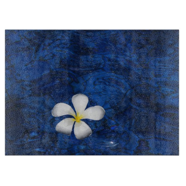 Tabla De Cortar Flor blanca Plumeria Patterada (Anverso)