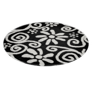 Tabla De Cortar Flor blanca y flor negras