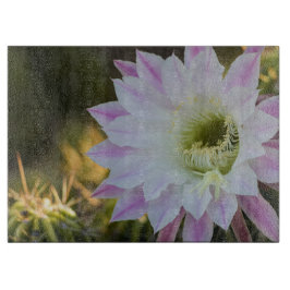 Tabla De Cortar Flor de cactus morado y blanco