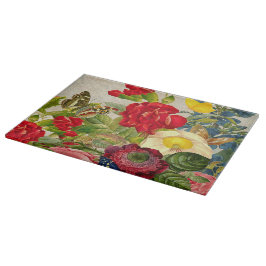Tabla De Cortar Flor de época Bouquet con mariposas