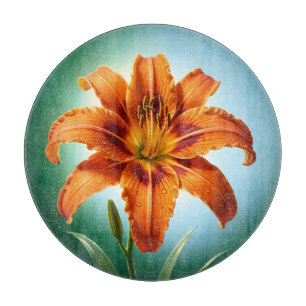 Tabla De Cortar Flor de lirio naranja vibrante en flor