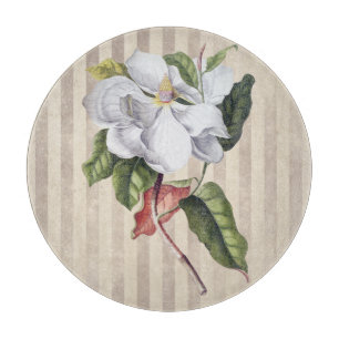 Tabla De Cortar Flor de magnolia vintage en rayas