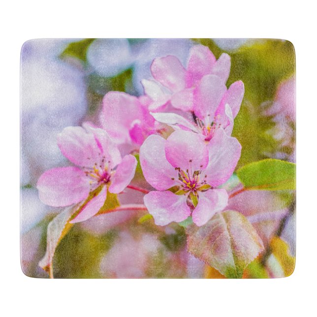 Tabla De Cortar Flor de manzano rosa (Anverso)