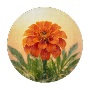 Tabla De Cortar Flor de Marigold Naranja Vibrante Puesta de Sol Do