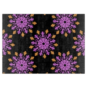 Tabla De Cortar Flor de neón rosa y naranja