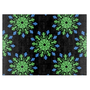 Tabla De Cortar Flor de neón verde y azul
