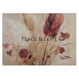 Tabla De Cortar Flor de plumas de crema roja