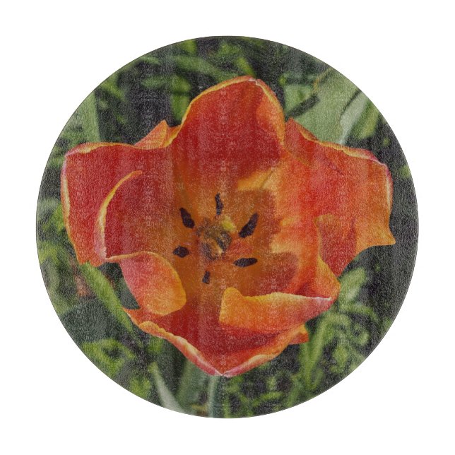 Tabla De Cortar flor de primavera roja (Anverso)