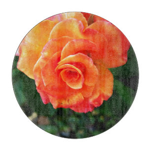 Tabla De Cortar Flor de rosa naranja