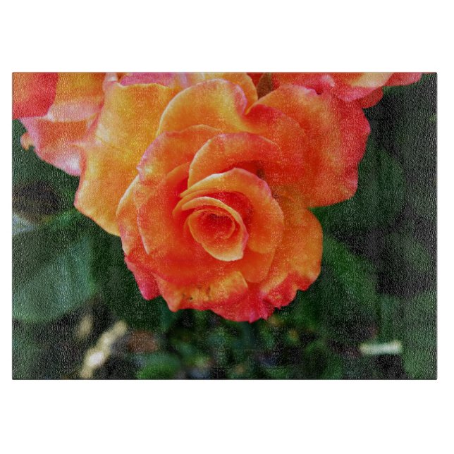 Tabla De Cortar Flor de rosa naranja (Anverso)