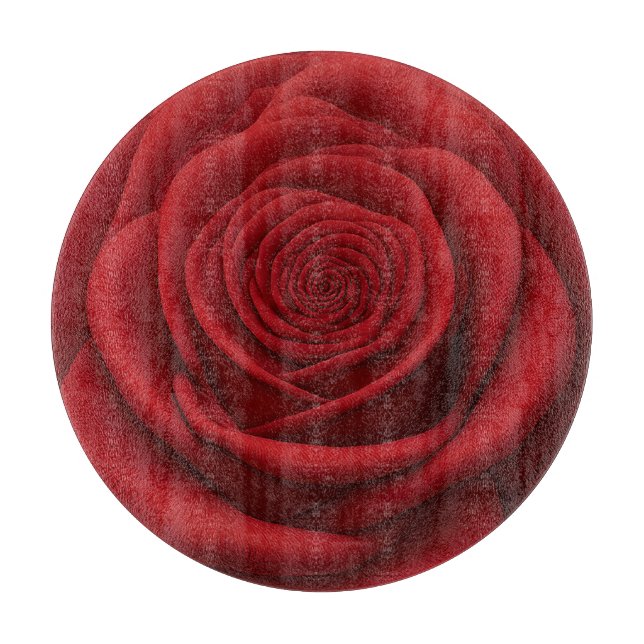 Tabla de cortar - Flor de Rosa Roja (Anverso)