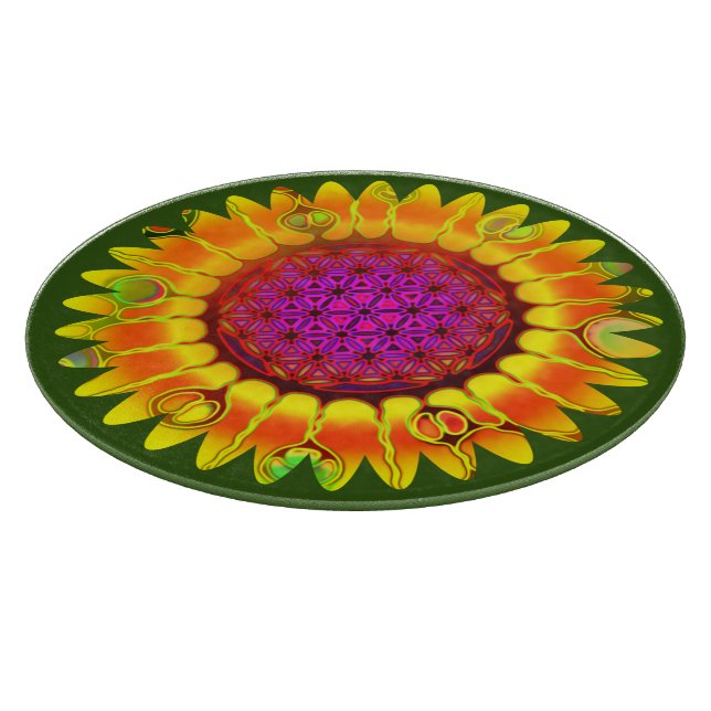 Tabla De Cortar Flor De Vida - Flor Geométrica 4 (Borde)