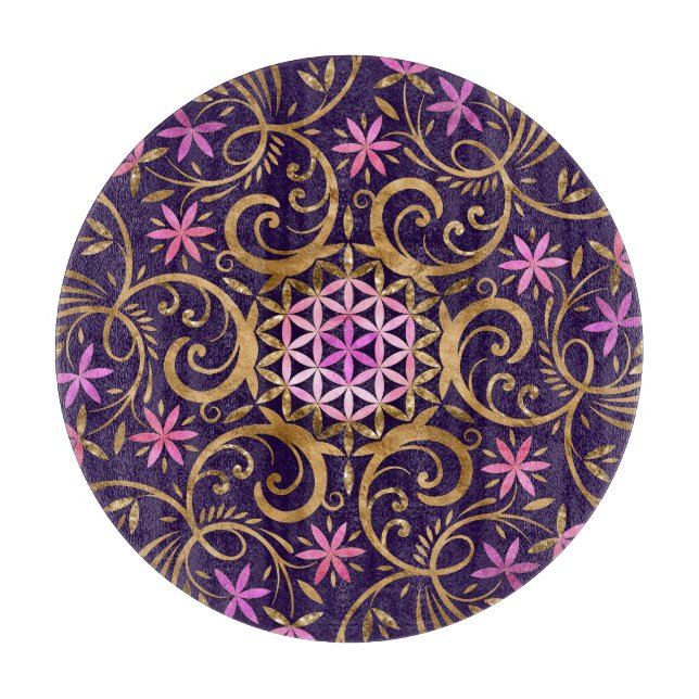 Tabla De Cortar Flor de vida - mandala floreciente (Anverso)
