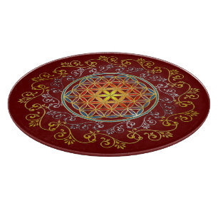 Tabla De Cortar Flor De Vida - Ornamentos Vintage Mandala 1